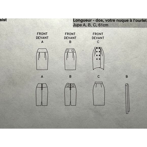 Vogue Pattern 8154 midi pencil skirt  size 6 8 10 12 - Picture 7 of 7